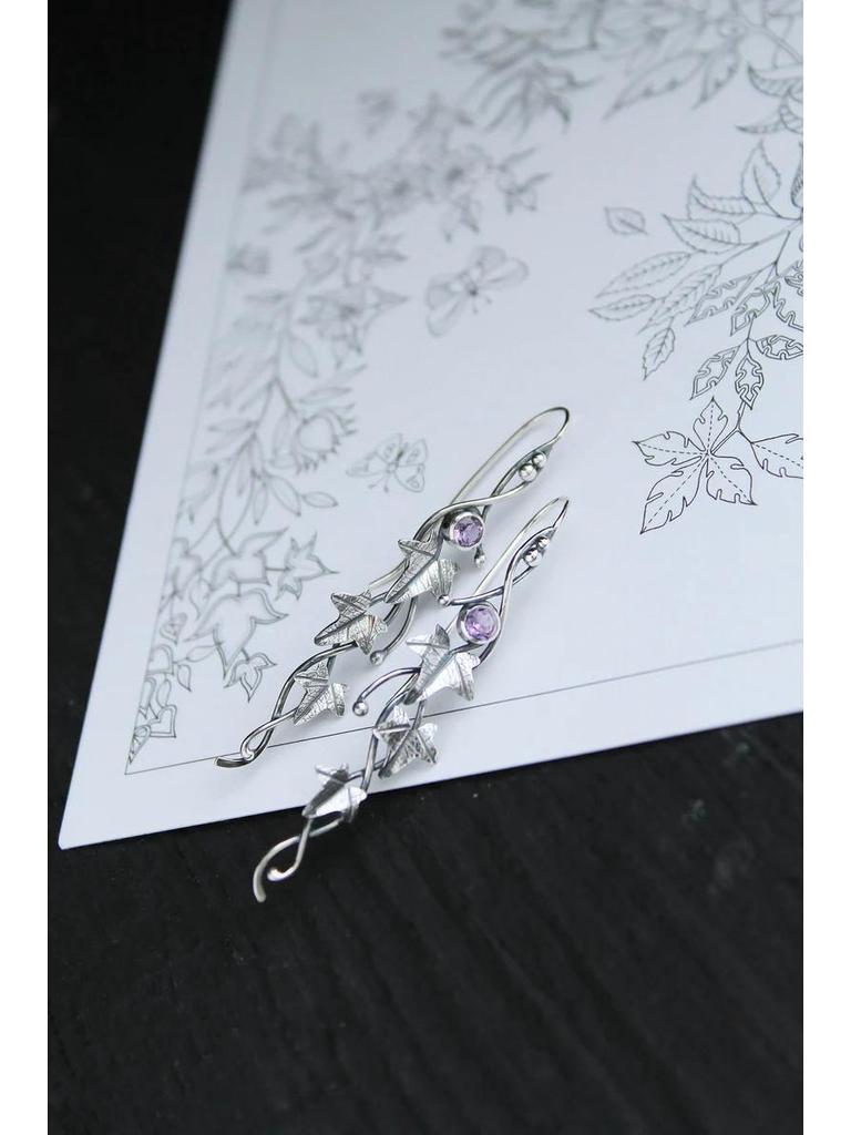 Креативные ретро-серьги с листьями плюща и эльфами: Популярный европейский и американский стиль