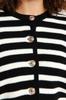 Women's Fashion Stylish Plus Size Cardigan Black Striped Knitwear Cardigan