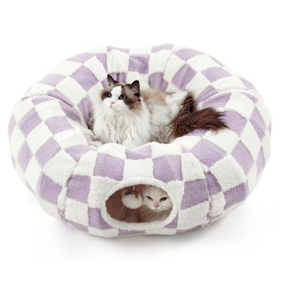 Леже Туннель для кошек для кошек, моющийся круглый коврик, удобный, легко подходит для мелких домашних животных, таких как кошки и фиолетовый Кровать, Кровать, туннель, мягкий, теплый,
