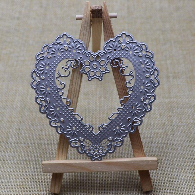 Metal Cutting Dies Heart Frame Wedding Flowers Stencil For Scrapbooking Embossing DIY Paper Card