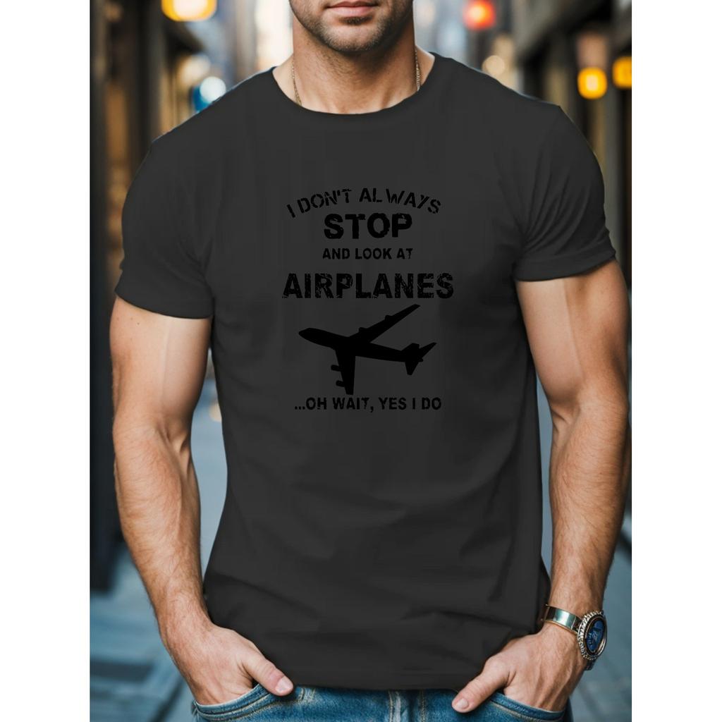 Airplane Enthusiast Graphic Tee Funny Pilot Lover Short Sleeve T-Shirt Daily Wear