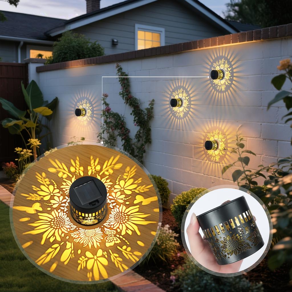 Solar Outdoor Fence Lights Decoration 2 Pack Solar Wall Step Deck Lights Outdoor Garden Decor with Hummingbird Sunflower Theme