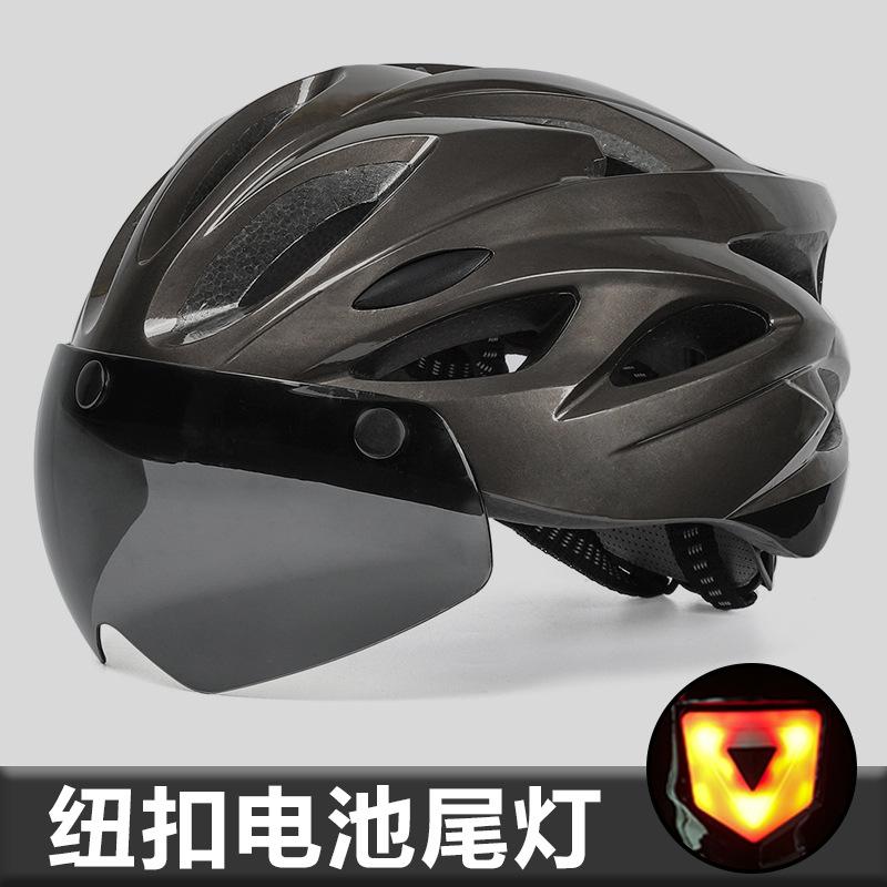 New breathable integrated magnetic goggles bicycle helmet with tail lights adult men's and women's cycling helmet