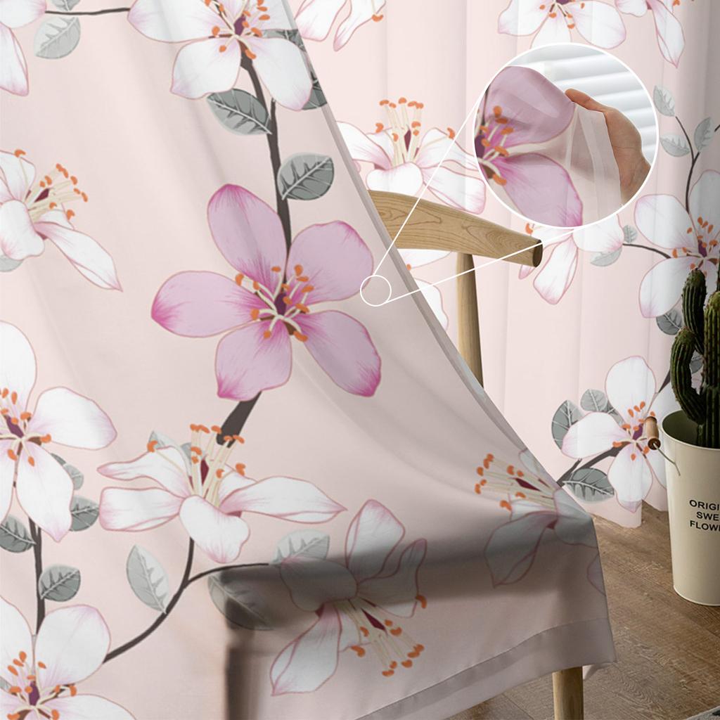 Весенние вишневые цветы, розовый цветок персика, прозрачная вуаль, шторы для спальни, гостиной, кухни, декор, шифоновая тюль, занавеска на окна