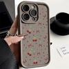 Мягкий матовый чехол из ТПУ с рисунком вишни и бантом для iPhone 16 Pro Max 15 Pro 14 13 12 11 17 Pro Max Ударопрочный бампер с защитой линз