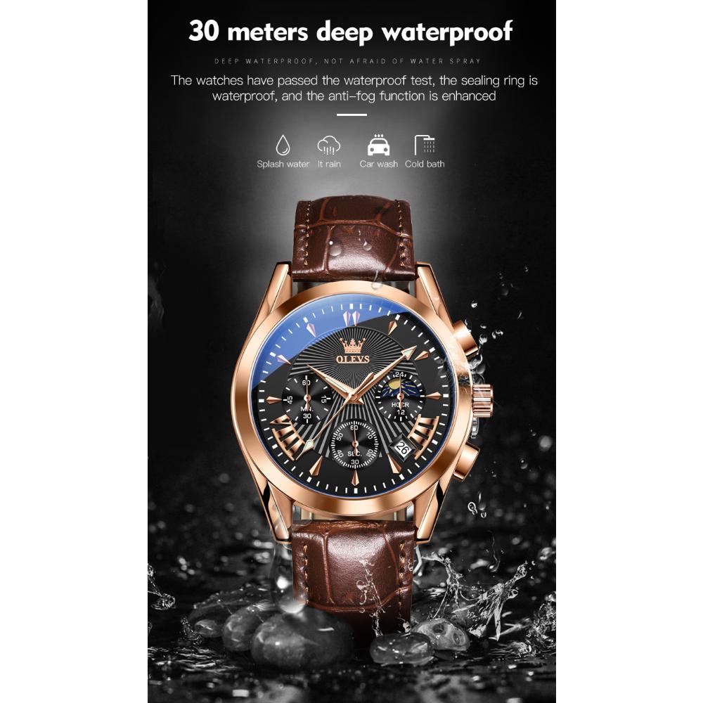 OLEVS Новые многофункциональные спортивные кварцевые часы с хронографом, водонепроницаемые мужские часы
