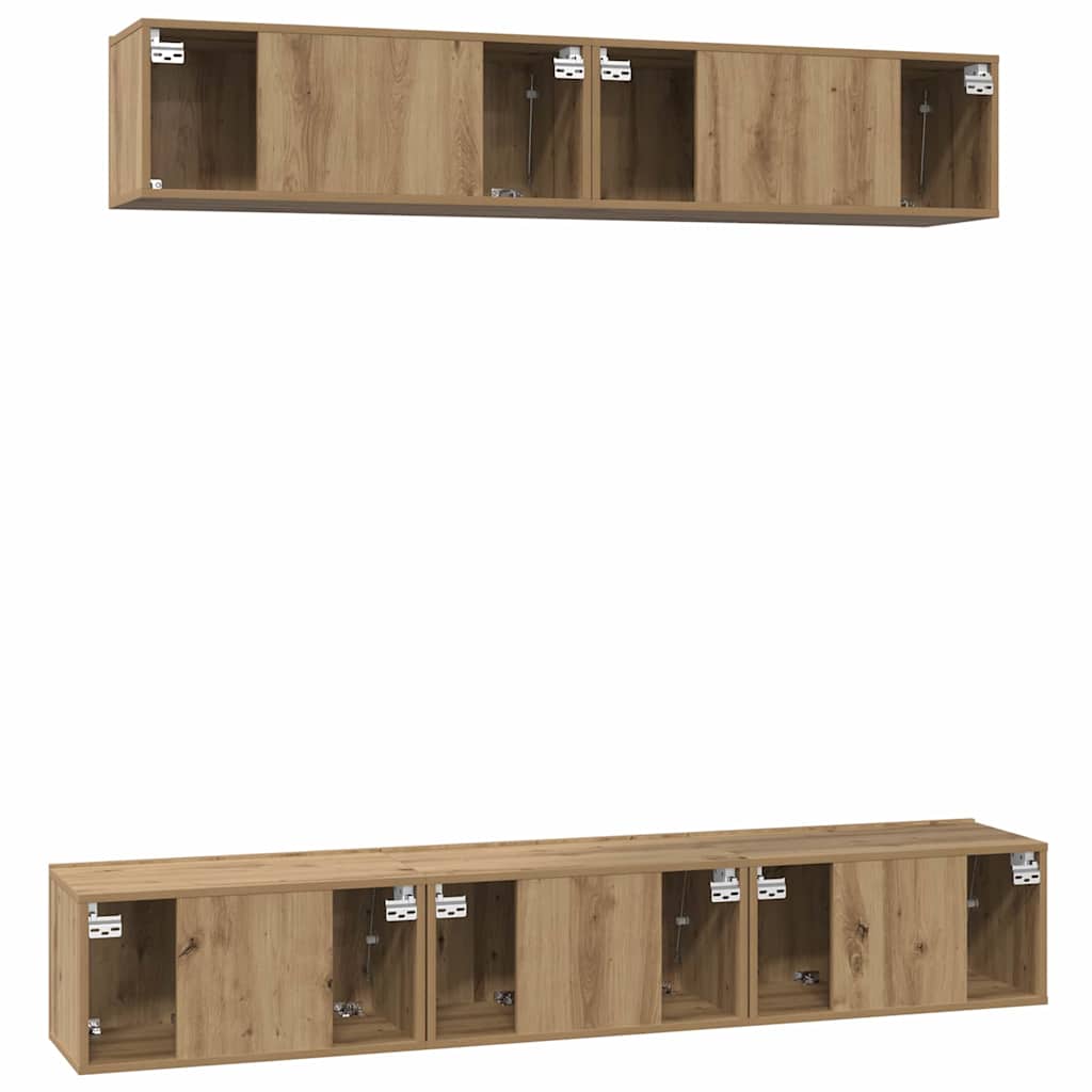 Wall Mounted TV Cabinet Set 5 pcs Artisan Oak Wood Based Material