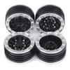TRZX Metal 1.9" Beadlock Wheels, RC Wheel Rims and Hubs for 1/10 RC Crawlers, TRX4, TRX6, Axial, SCX10, 90046 Upgrade (4 Pieces, Black + Silver)