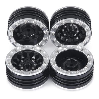 Металлические диски TRZX 1.9" Beadlock, диски и ступицы для радиоуправляемых краулеров масштаба 1/10, TRX4, TRX6, Axial, SCX10, 90046 (4 штуки, Черный + Серебристый)