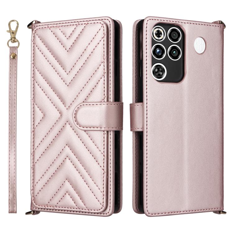 Multifunctional 6-Card Slots Leather Phone Case with Wrist Strap