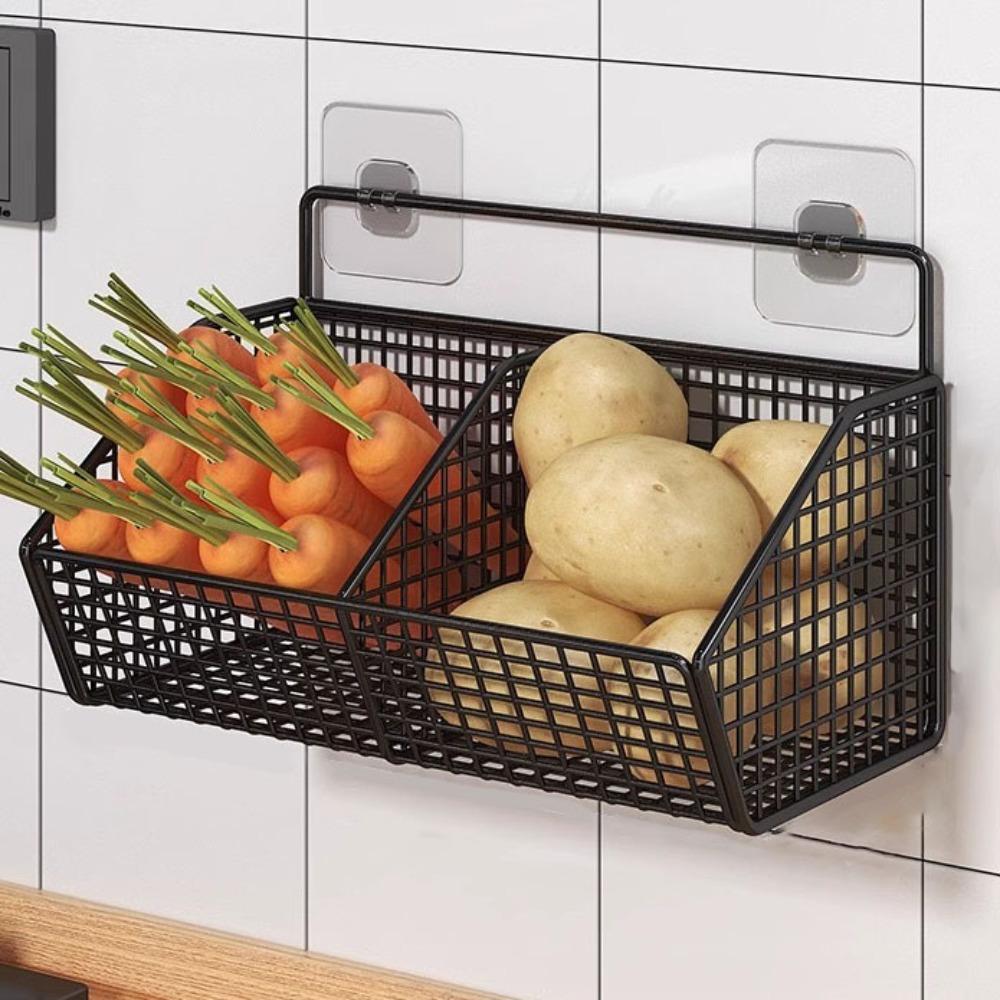 Корзина для хранения на кухне из углеродистой стали, настенная, для лука, имбиря, чеснока, полка для приправ