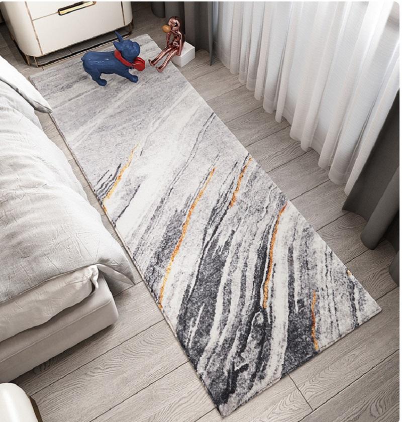 Inyahome Rugs and Mats Non-Skid Washable Runner Rugs Gold Black Marble Long Carpet for Floor Cushioned Hallway Entryway Indoor