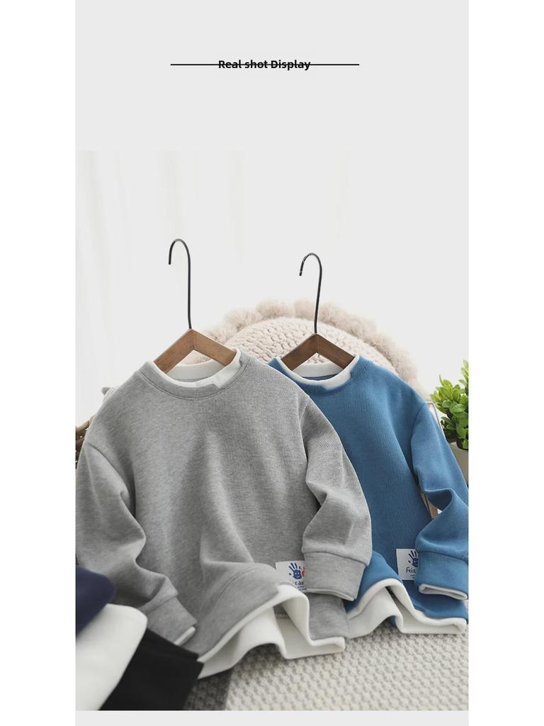 Свитшот с коротким рукавом для мальчиков в корейском стиле — мода 2022 года, дизайн «два в одном»