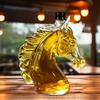 Glass Whiskey Decanter with Horse Head And Stopper, Drink Dispenser for Birthday