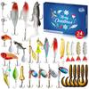 Hot Sale New Fishing Advent Calendar 2024,24 Days Fishing Lure Christmas Countdown Calendar Fishing Tackle Xmas Gift for Anglers