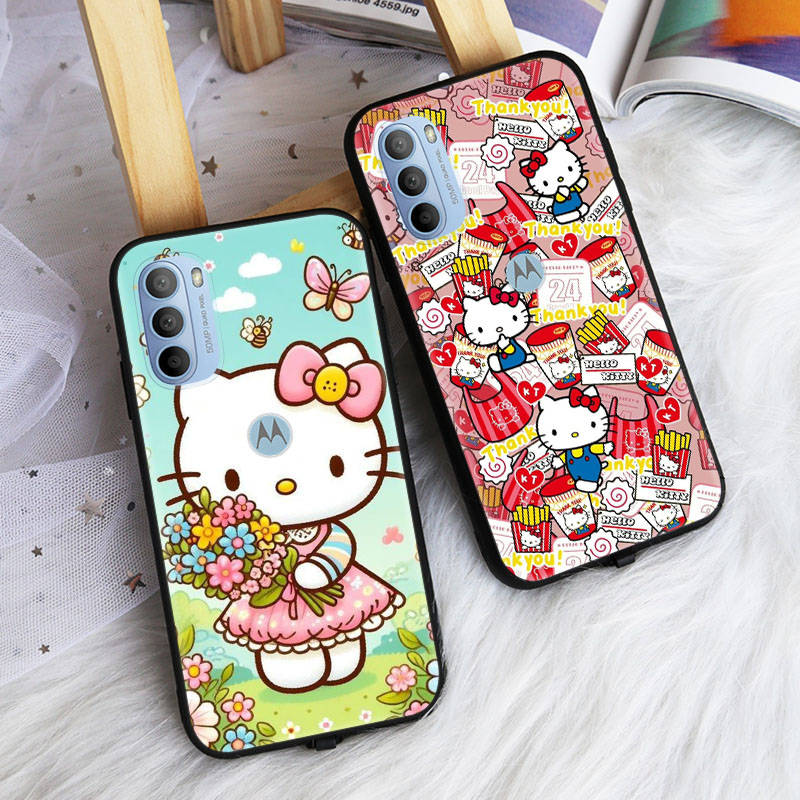 AH33 Милый черный чехол Hello Kitty для Samsung Note 20 Lite S24 Ultra S23 S22 A05 A06 A11 A71 A15 A16 A13 A24 A25 A33 A52 A53 M55 M35 Sofe Cover