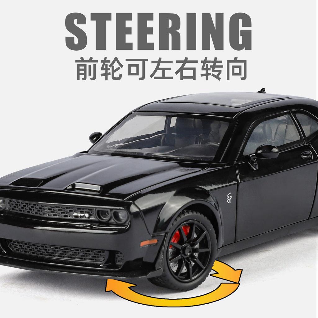1:24 Challenger Hellcat Redeye Сплав Мышекар Модель Звук и Свет Оттяжка Детская Игрушка Коллекционные Предметы Подарок на День Рождения