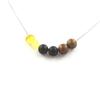 Stones and Minerals. Australian Yellow Opal Pearl Necklace + Matte Black Onyx Pearls + Wood 8 Stainless Steel Chain.