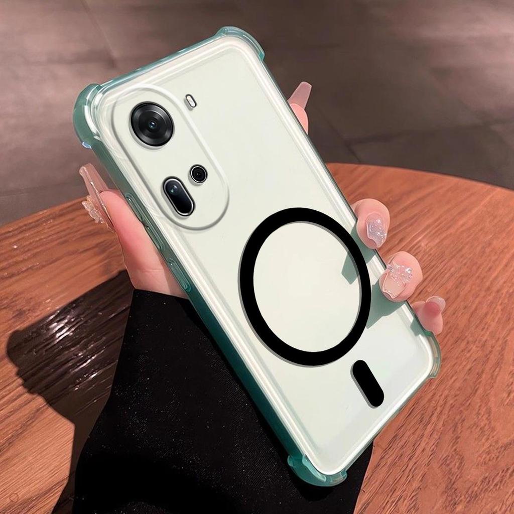 Самодельный магнитный кольцевой желе-кейс для OPPO Reno11 5G, противоударный, с защитой углов-подушек безопасности