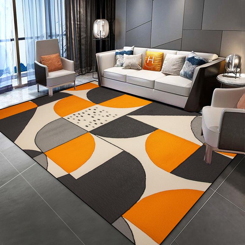 Dark Orange Decoration Carpet Living Room Simple Geometry Carpets Home Sofa Light Luxury Rugs Bedroom Bedside Soft Floor Mat