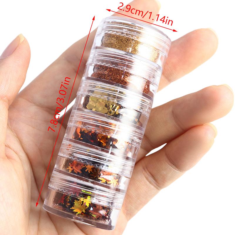 6 бутылок/набор DIY украшения для ногтей осенние кленовые листья блестки для дизайна ногтей блестящие наклейки сверла для ногтей маникюрный дизайн аксессуары