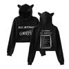 Fashion Alec Benjamin Printed Kawaii Crop Top Hoodie Funny Cat Ear Cropped Short Sweatshirt Hooded Pullover Women Tops Streetwear