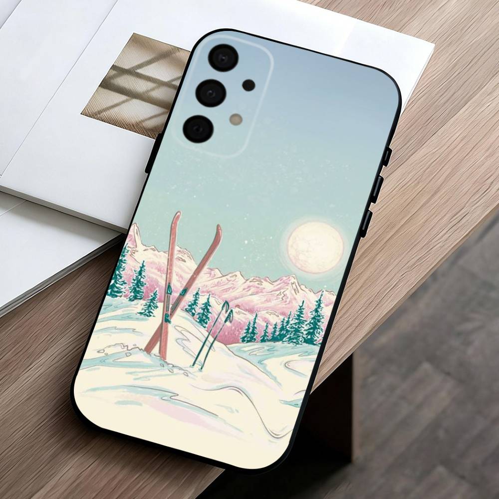 S-Skiing S-Snow Snowboard Ski art Phone Case For Samsung Galaxy A73,A72,A71,A70,A53,A52,A51,Soft Silicone Black Cover