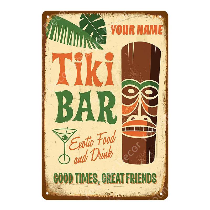 Aloha Beach Tin Signs Vintage Summer Metal Wall Plaque Hawaii Tiki Bar Decor House Seaside Decorative Plate Surf Carft YA040