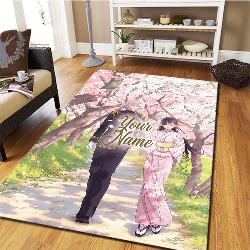 Cherry Blossom Journey Custom Name Carpet Rug For Living Room Bedroom Home Sofa Decoration Kids Play Nonslip Floor Mat