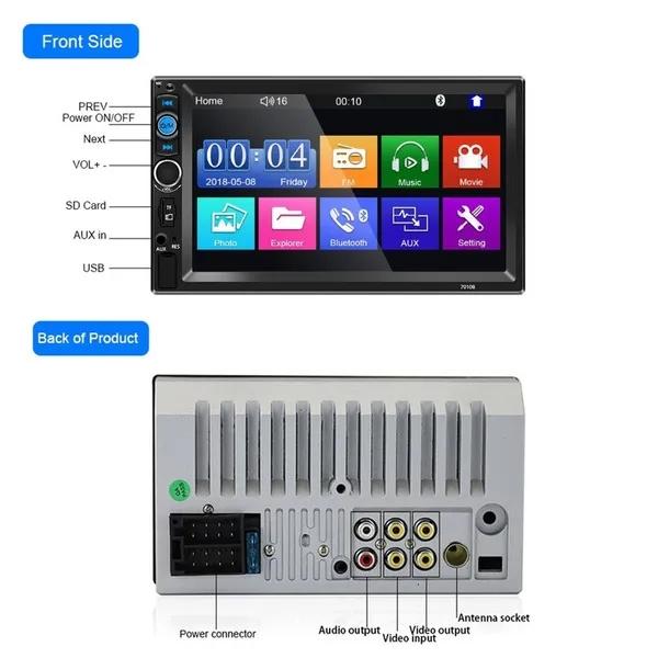 2 Din Car Multimedia Player Audio Stereo Radio 7" HD MP5 Touch Screen Digital Display Bluetooth USB FM Autoradio