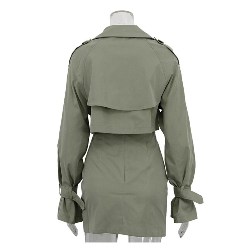 Тренч с лацканами, короткое пальто, куртка, юбка с запахом, комплект с грудью, винтажный британский стиль, женская рабочая одежда, пальто, короткие юбки, комплекты