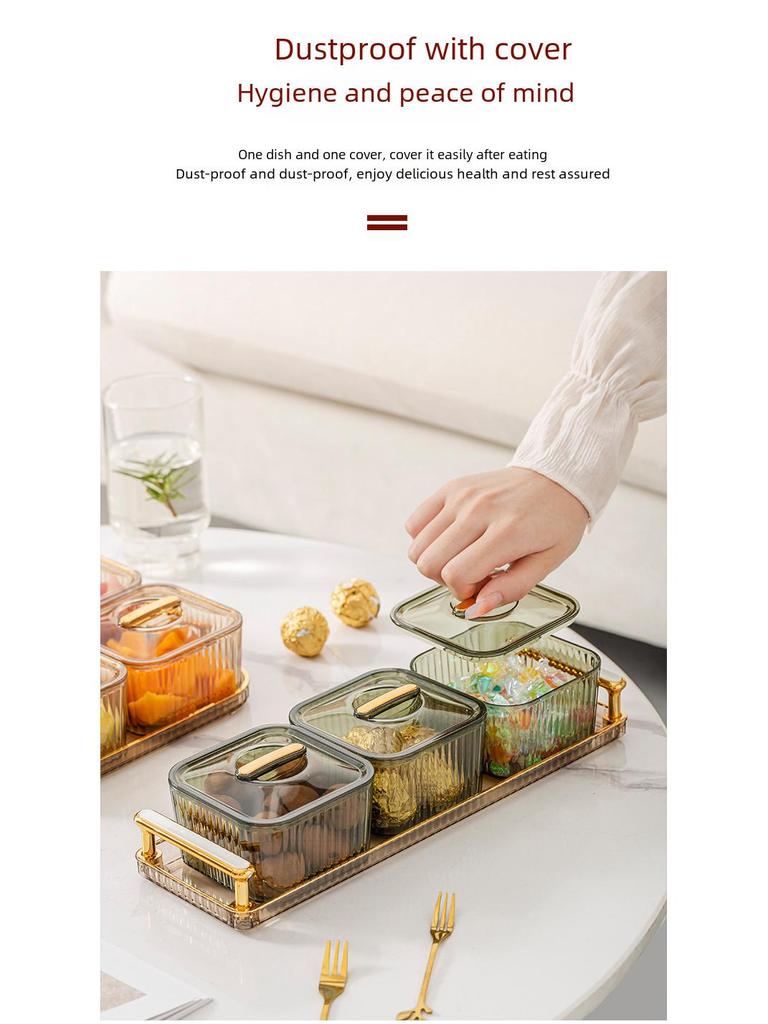 Прозрачная тарелка для закусок и фруктов для гостиной - коробка для демонстрации конфет, орехов и сухофруктов