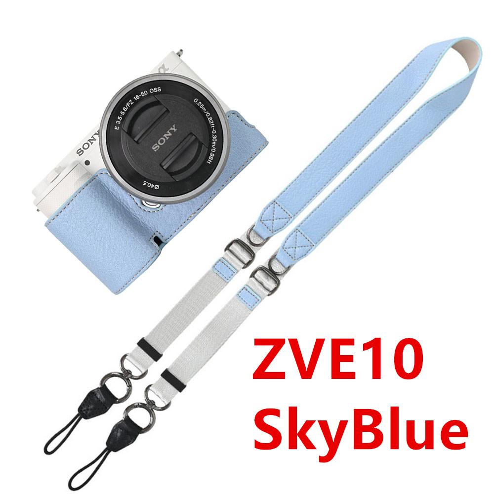 Получехол для камеры из ПУ кожи личи для Sony A6700 A6400 A6300 A6100 A6000 ZVE10 ZVE10II ZVE10M2 с открывающимся снизу чехлом и ремешком