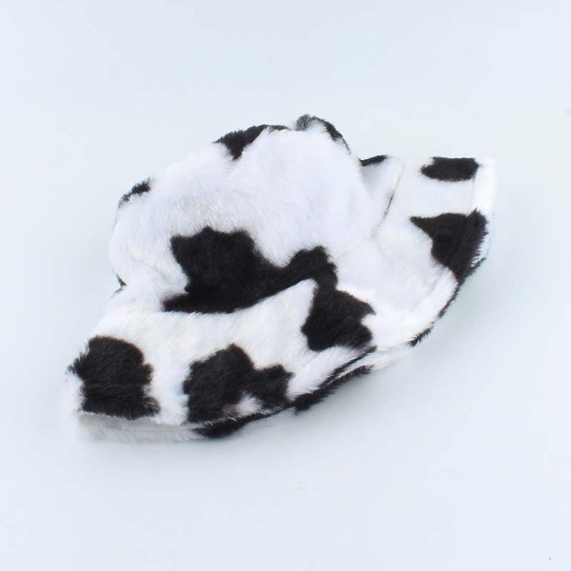 Зимние шапки из искусственного меха для женщин, черно-белые панамы с принтом коровы, мужские панамские шапки в рыбацком стиле Gorras