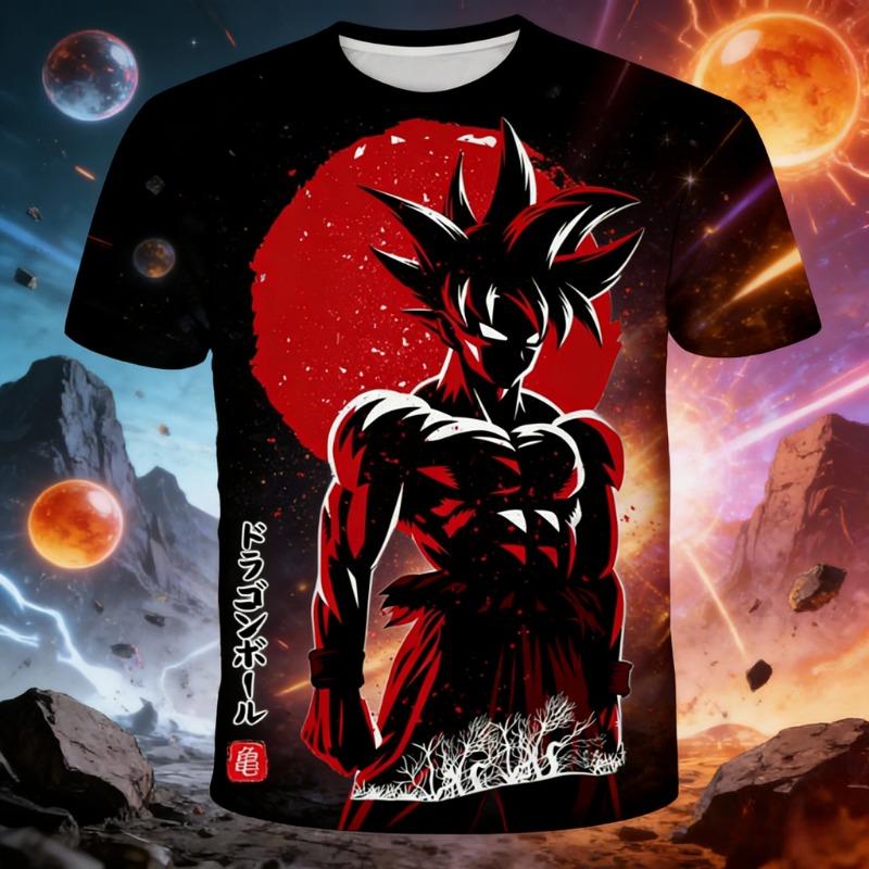 Летняя футболка Dragon Ball 2026 Детские Топы Футболка Аниме Фигурки Сон Гоку Супер Сайян Футболка Футболки для Мальчиков Детские С коротким рукавом