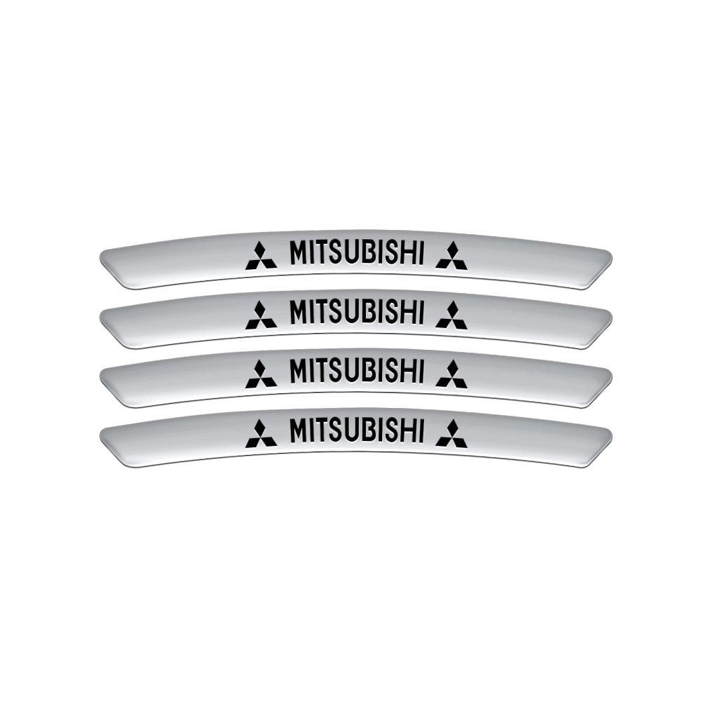 4Pcs Car Aluminum Emblem Wheel hub Rim Stickers Decoration Accessories For Mitsubishi 9 Ralliart ASX L200 Colt Outlander Pajero