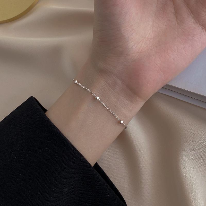925 Sterling Silver Round Beads Bracelet Small Cute Accessories Female Simple Personality Exquisite Bracelet Student Jewelry