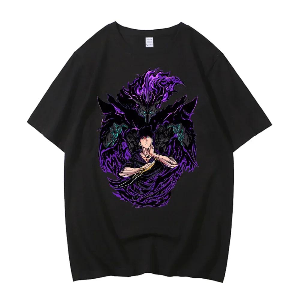 ZX TEE Горячая футболка для соло-прокачки Мужчины женщины Сон Джин У Аниме Графические футболки Хлопок Высокого качества Короткий рукав Уличная одежда Мужская