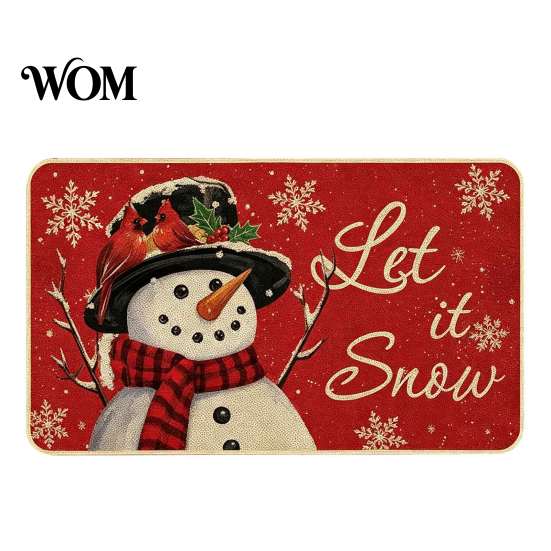 Indoor Winter Entrance Carpet Christmas Door Mat, Festive Rug, 35" x 24" Non-Slip Washable Home Decor Entry Mat Welcome Water Absorbent Rug