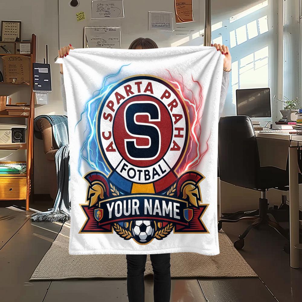 Custom Name AC Sparta Praha Flannel Blanket, High quality Comfortable for All Seasons, Home Decor, Warmth and Comfort