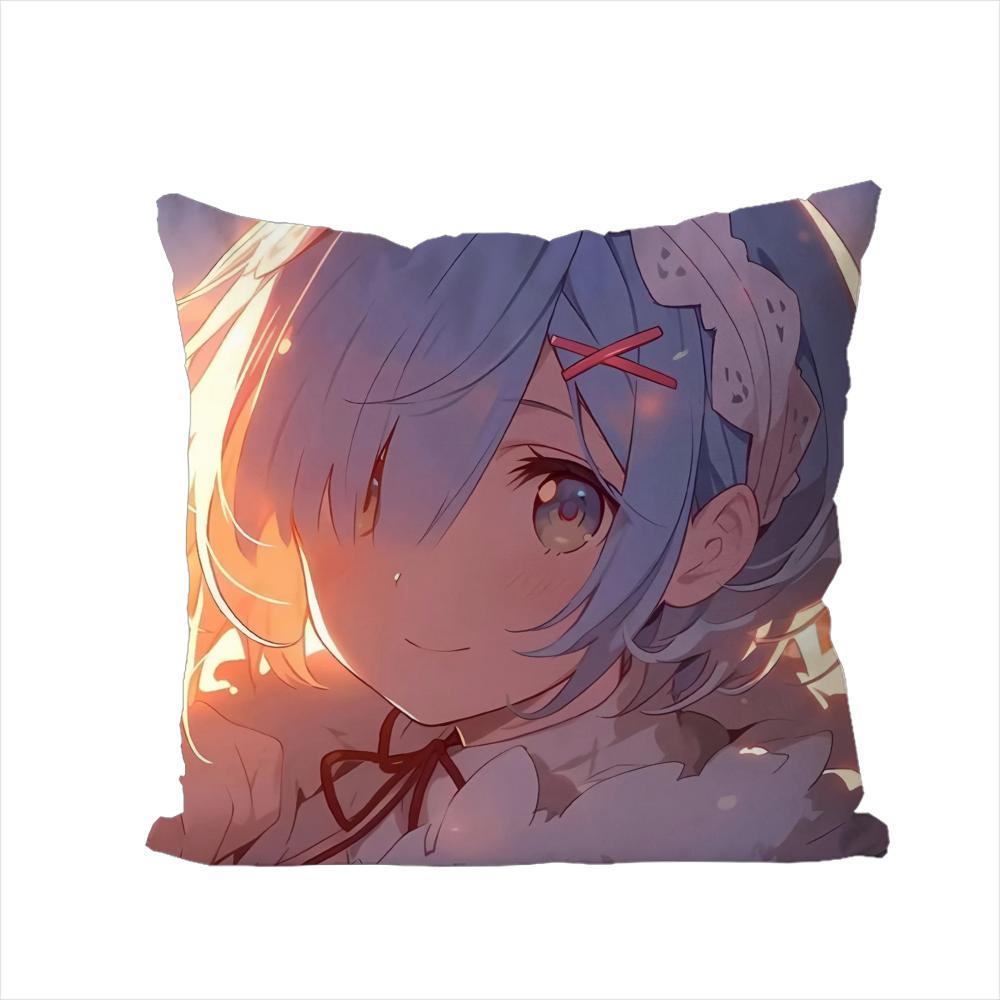 Чехол для подушки ReZero Рем для автомобиля, дивана, декоративный для дома, двусторонний принт, плюшевая квадратная декоративная подушка, чехол