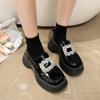 Весна-осень Лоферы из искусственной кожи Туфли женские на толстой подошве с квадратным носком Туфли-лодочки в стиле ретро со стразами Мокасины
