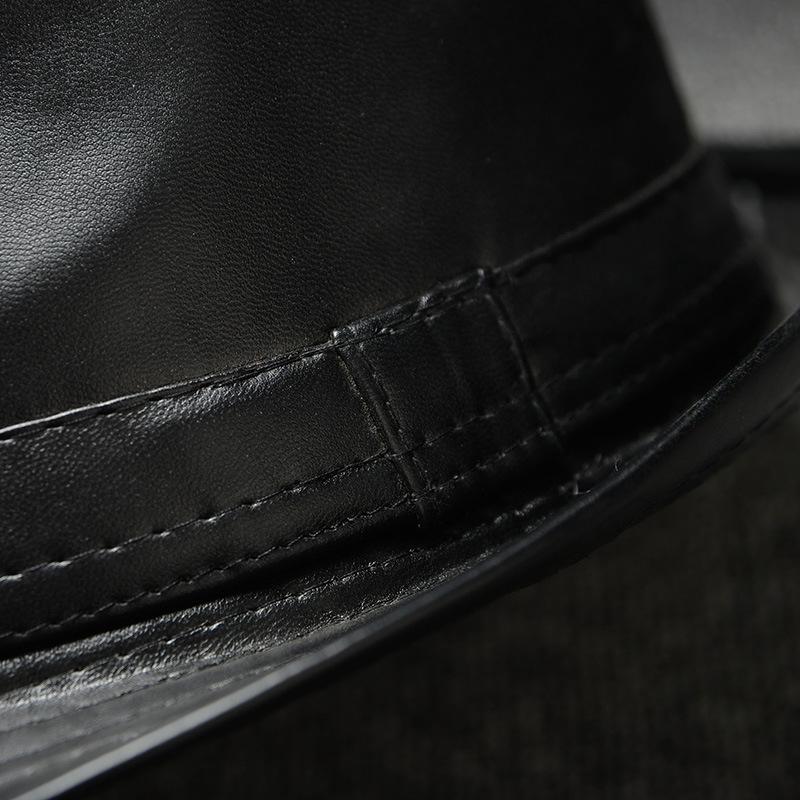 Шляпа Nizi Fabric Solid Color Jazz Hat Pu Leather Panama British Style Sun Hat Men and Women's Sun Hat