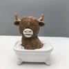 Highland Cow Statue Mini Figurine Realistic Looking Funny Highland Cattle Statue Animal Sculpture Ornament