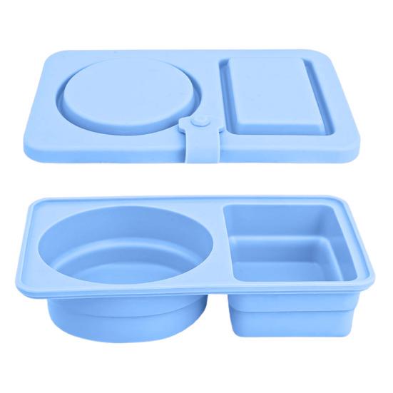 2/4Pcs Double Compartment Dressing Containers with Lid Foldable Silicone Sauce Box Reusable Snack Containers Stackable Condiment Box for Travel