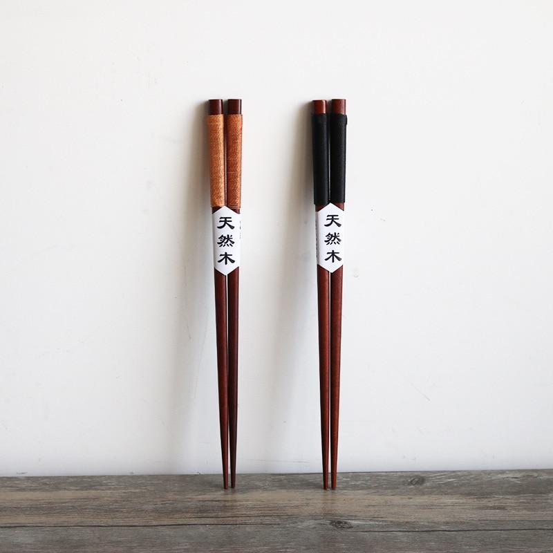 Нескользящие палочки для еды из натурального дерева 22,5 см в японском стиле с завязками, набор палочек для суши для ресторана, кухонной посуды