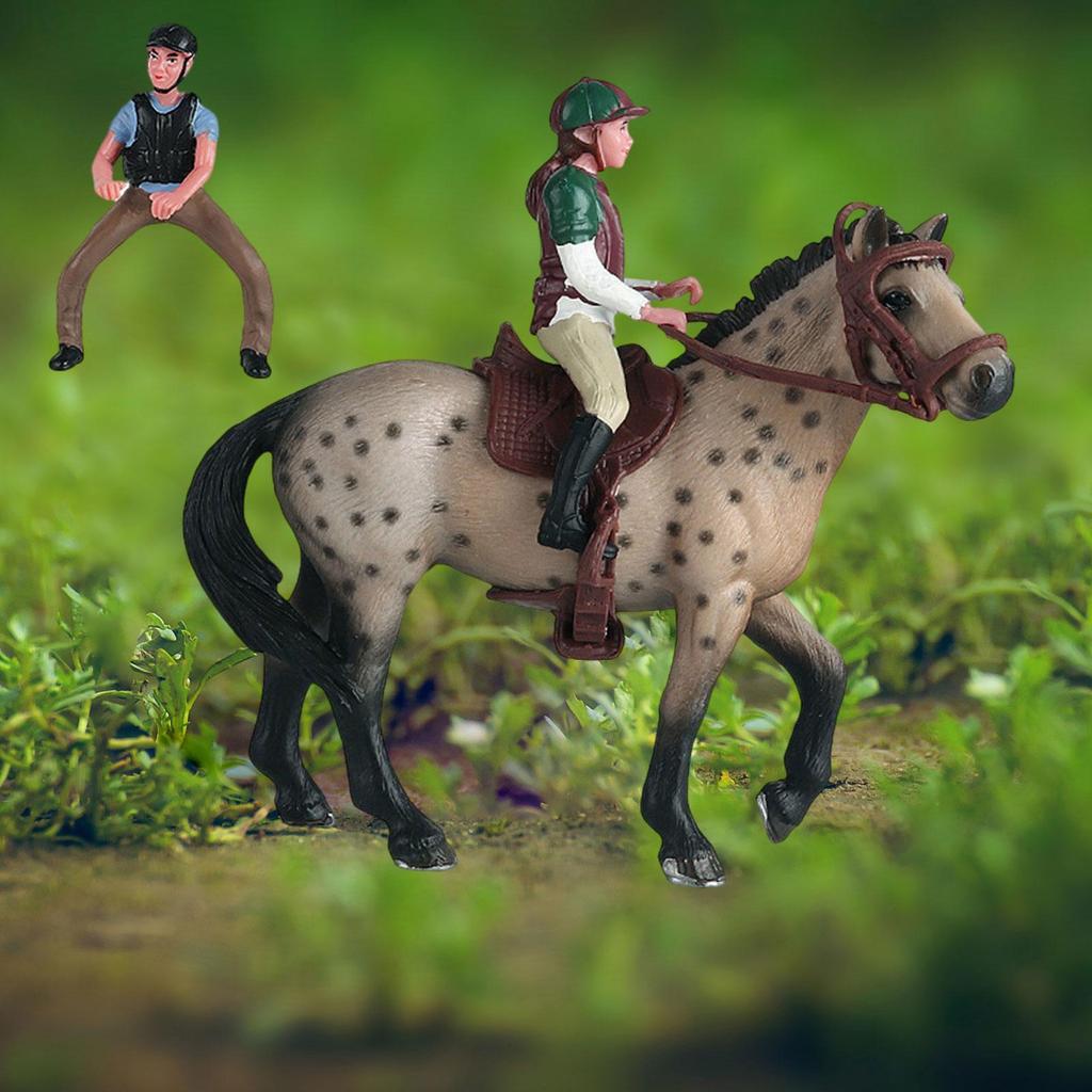 Horse Figure Animal Model PVC with Saddle Miniature Simulation Pretend Educational Toy Wildlife Statue for Party Favors Gifts
