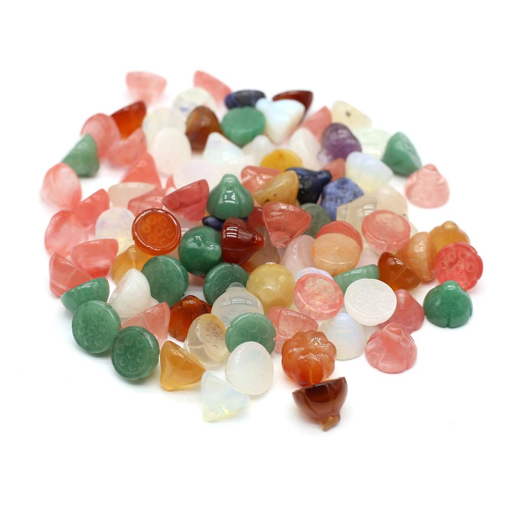 Подвеска-лотус из натурального камня унисекс, садовый стиль, хрустальные драгоценные камни, хрустальные подвески для изготовления ювелирных изделий, подарков на Новый год и Рождество, поделок своими руками