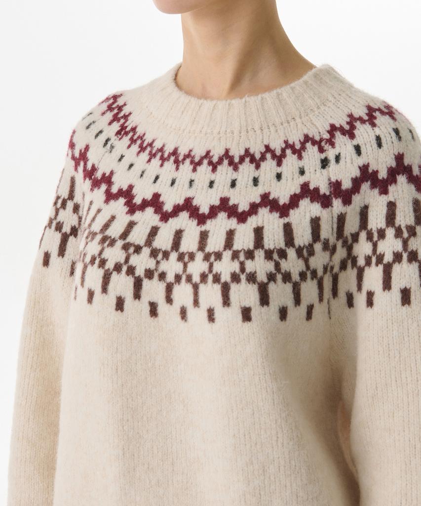 MUSINSA STANDARD WOMAN Женский свободный вязаный свитер в стиле Fair Isle [Кремово-бежевый]