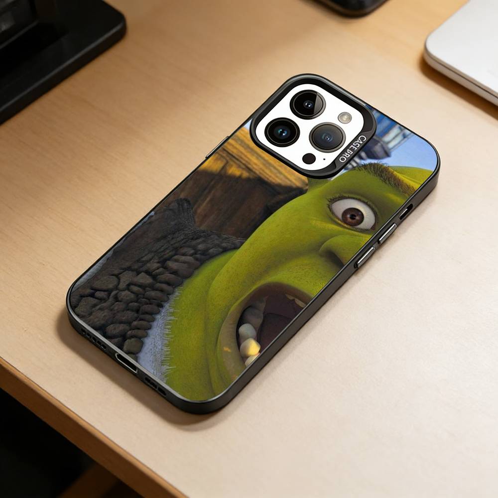 Милый чехол для телефона S-Шрек для iPhone 17,16,15,14,13,12,11 Plus,Pro Max,XS,Цветная Посеребренная Внутренняя Крышка